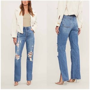 Good American Good Boy Jeans High Waist Distressed Size 10